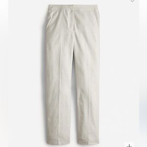 J. Crew Kate straight-leg pant in stretch linen blend, Flax Ivory, size 8